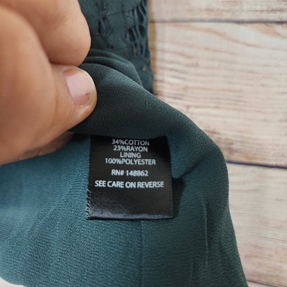 Torrid Blazer Women's Size 1 Dark Green Lace  Open Front Jacket Long Sleeve - Picture 8 of 15